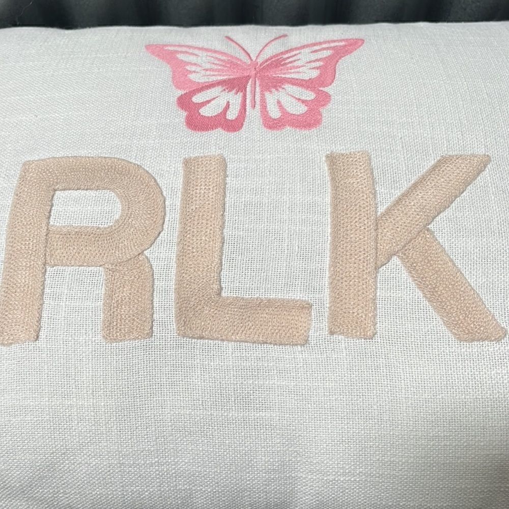 Pottery Barn new sample Embroidered RLK BUTTERFLY pillow - Picture 5 of 5